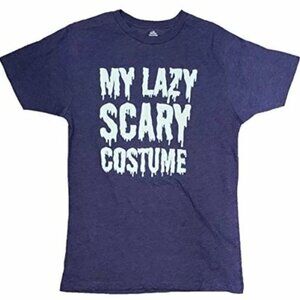 My Lazy Scary Costume Halloween Print Purple T-shirt Size XL crew neck